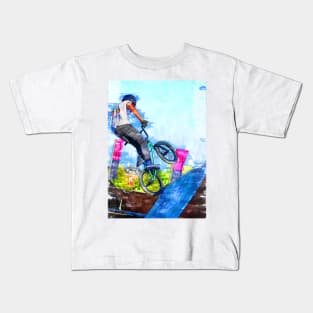 Rad BMX Shot Silhouette. For BMX lovers. Kids T-Shirt